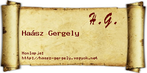 Haász Gergely névjegykártya