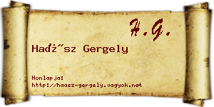 Haász Gergely névjegykártya